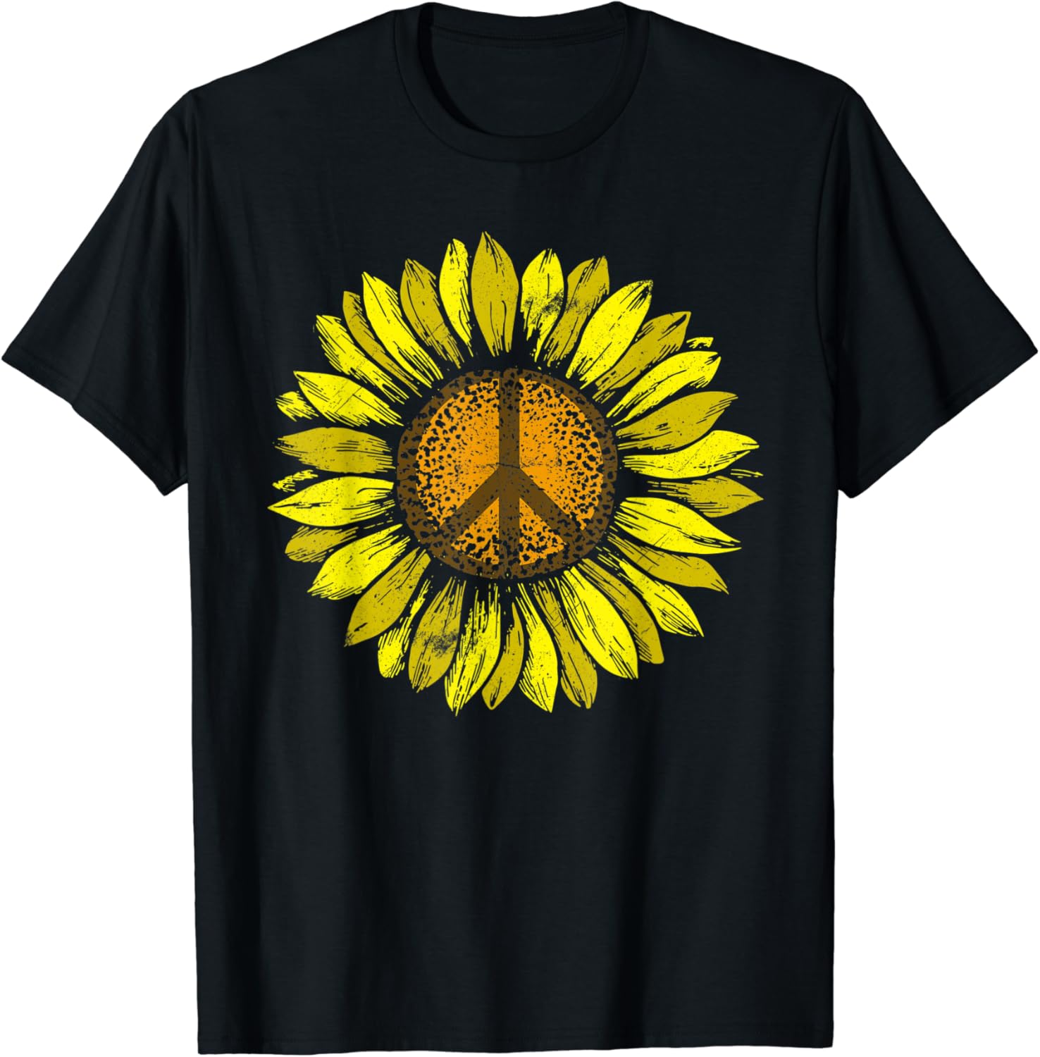Sunflower Peace Sign Floral Hippie Love Retro Flower Peace TShirt